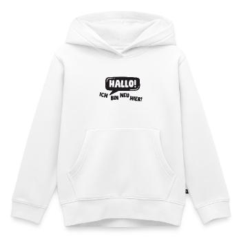Hallo! Ich bin neu hier! - Kinder Premium Organic Hoodie - Weiß - Vorne - AI Model Kid Female (0cm)