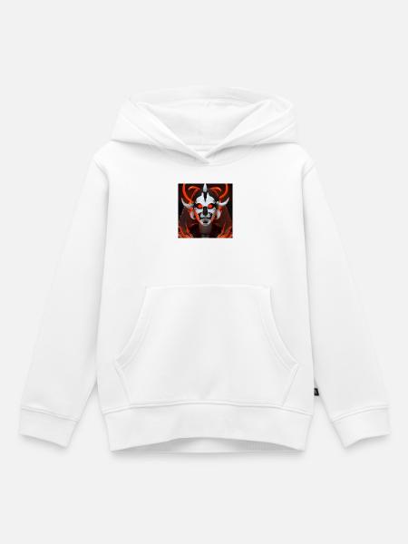 Neon Dämonenmaske Cyberlook - Kinder Premium Organic Hoodie - Weiß