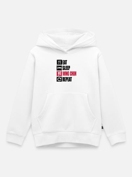 Eat-Sleep-WingChun-Repeat - Kinder Premium Organic Hoodie - Weiß
