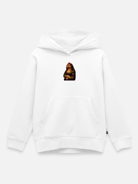 Mona Lisa als Huhn - Kinder Premium Organic Hoodie - Weiß