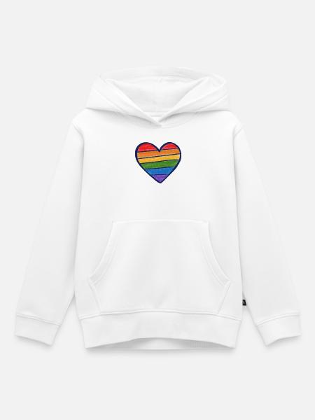 Regenbogenstolzherz - Kinder Premium Organic Hoodie - Weiß