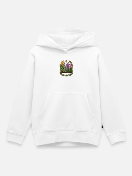 Pflanzenkranz im Sonnenkreis - Kinder Premium Organic Hoodie - Weiß