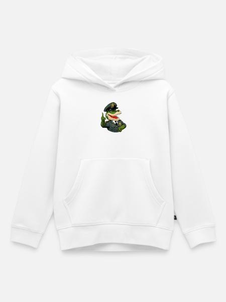 Krokodil Polizist - Kinder Premium Organic Hoodie - Weiß