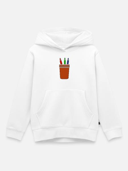 Buntstifte im Topf - Kinder Premium Organic Hoodie - Weiß