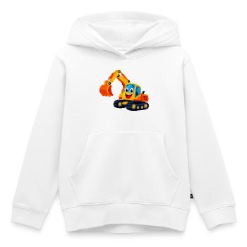 Fröhlicher Baubagger Cartoon - Kinder Premium Organic Hoodie - Weiß - Vorne - AI Model Kid Female (0cm)