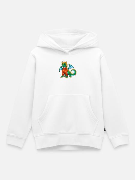 Süßes grünes Drachenmädchen im Herbstpullover - Kinder Premium Organic Hoodie - Weiß