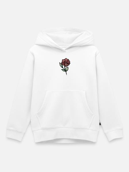 Crimson Rose Aquarell-Skizze - Kinder Premium Organic Hoodie - Weiß
