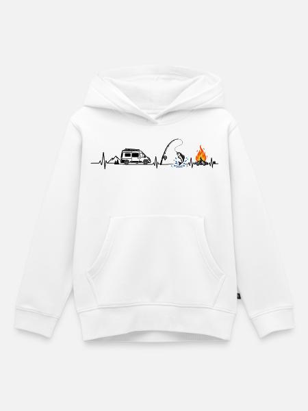 Camping und Angeln - Kinder Premium Organic Hoodie - Weiß