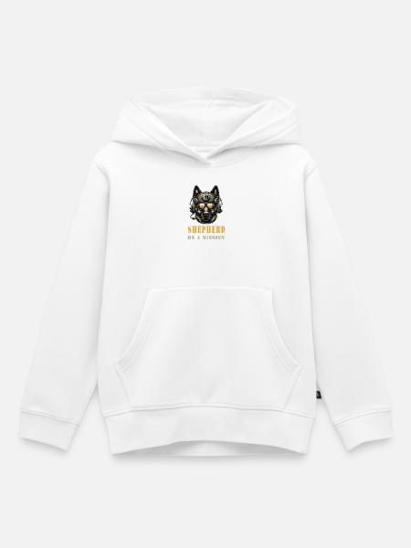 Schäferhund mit Militärhelm und Sonnenbrille - Kinder Premium Organic Hoodie - Weiß