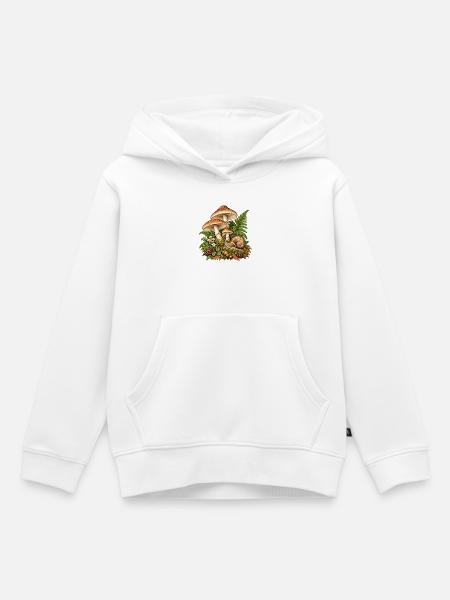 Waldpilz-Szene mit Schnecke - Kinder Premium Organic Hoodie - Weiß