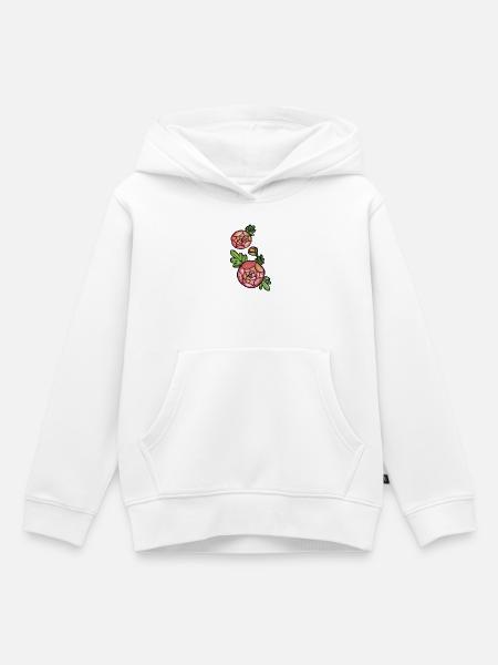Crimson Spiderweb Blumenmosaik - Kinder Premium Organic Hoodie - Weiß