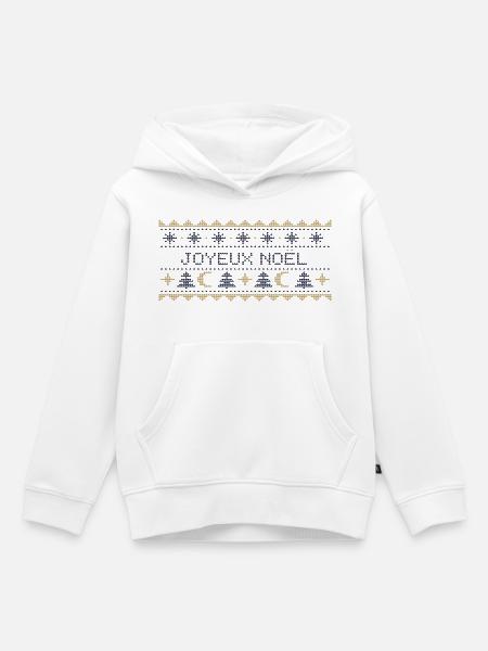 Himmlischer Weihnachtspullover – Gestrickter Mond und Sterne - Kinder Premium Organic Hoodie - Weiß