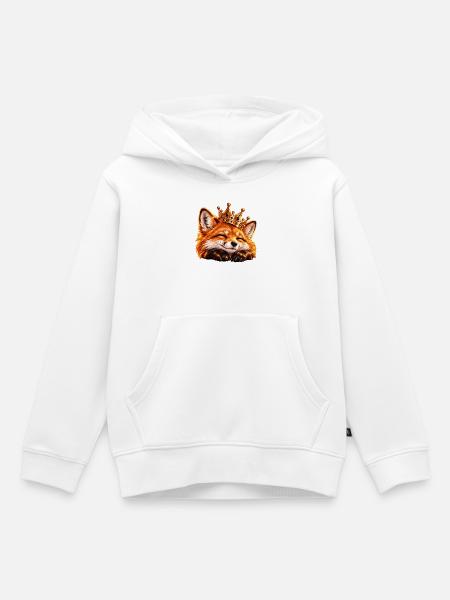 Königlicher Fuchs mit Krone - Kinder Premium Organic Hoodie - Weiß