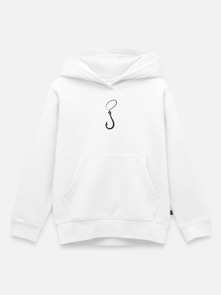 Fischhaken mit grünem Seil - Kinder Premium Organic Hoodie - Weiß