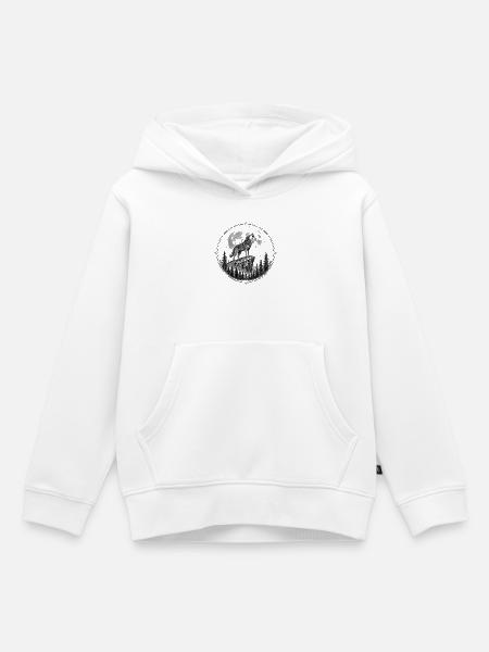 Wolf im Dunkelwald Emblem - Kinder Premium Organic Hoodie - Weiß