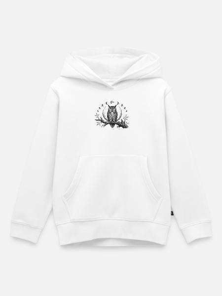 Mondlicht Eulenmandala Rund - Kinder Premium Organic Hoodie - Weiß
