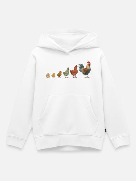 Küken-zu-Hahn-Wachstumsparade Hühnerhühner - Kinder Premium Organic Hoodie - Weiß