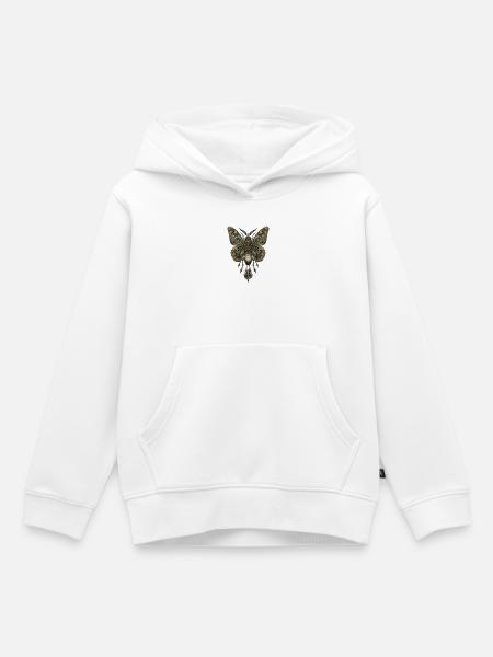 Steampunk Schmetterling – Uhr Mechanik Kunst - Kinder Premium Organic Hoodie - Weiß