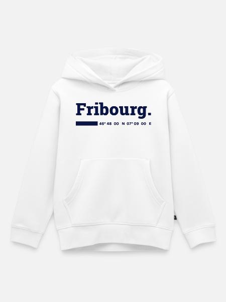 Fribourg Koordinaten - Kinder Premium Organic Hoodie - Weiß