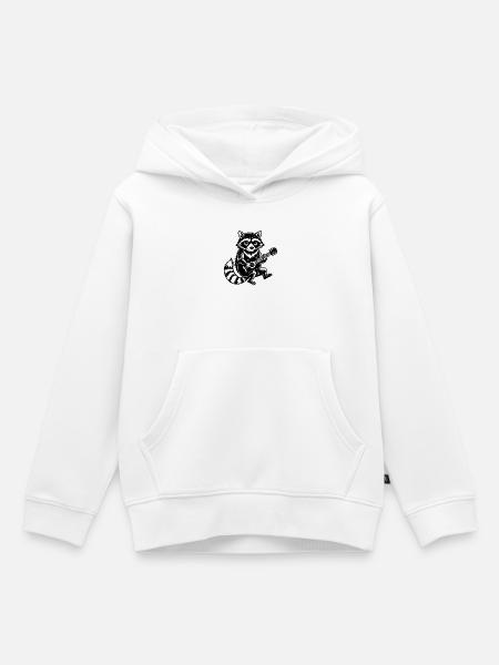 Waschbär spielt Gitarre - Kinder Premium Organic Hoodie - Weiß