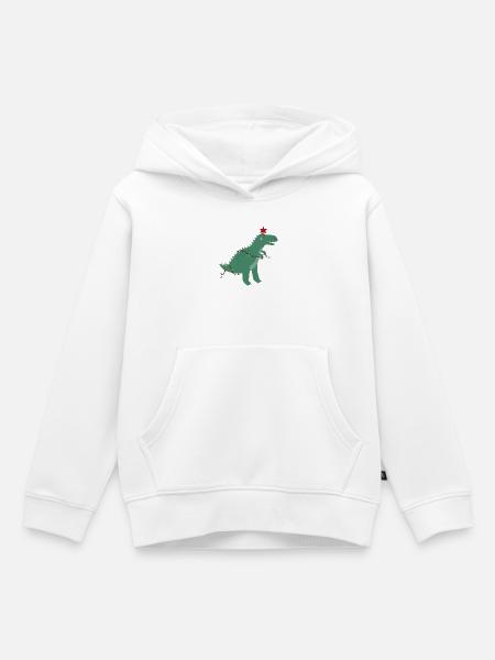 Niedlicher Weihnachtsdinosaurier - Kinder Premium Organic Hoodie - Weiß