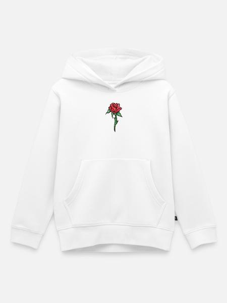 Crimson Rose Aquarell-Skizze - Kinder Premium Organic Hoodie - Weiß