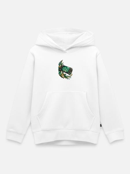 Kristallkonsole im smaragdgrünen Farnbogen - Kinder Premium Organic Hoodie - Weiß