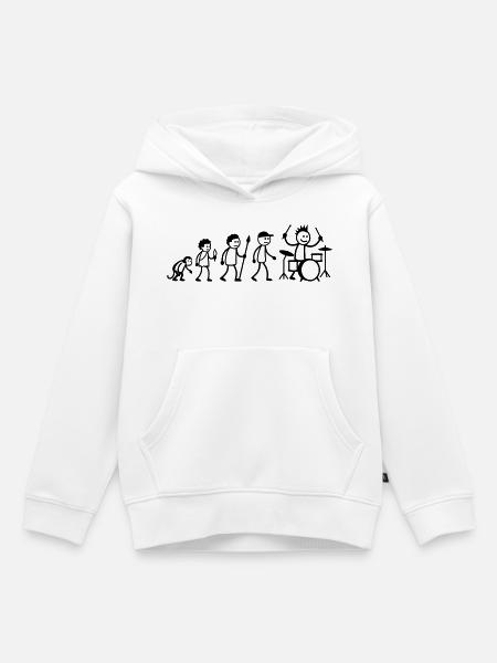 Evolution Drummer Strichmänchen Schlagzeug - Kinder Premium Organic Hoodie - Weiß