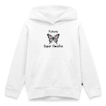 Schwangerschaftsankündigung zukünftiger Supercousine - Kinder Premium Organic Hoodie - Weiß - Vorne - AI Model Kid Female (0cm)