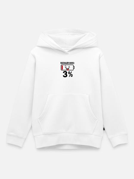 Witziger Akku Ladebalken - Kinder Premium Organic Hoodie - Weiß