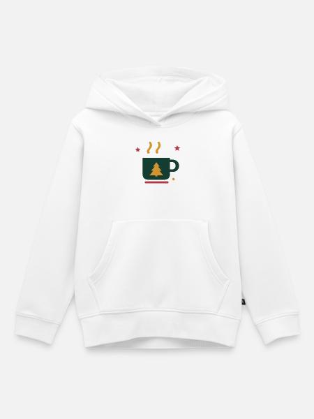 Winterkakao mit Tannenbaum – Adventsmotiv - Kinder Premium Organic Hoodie - Weiß