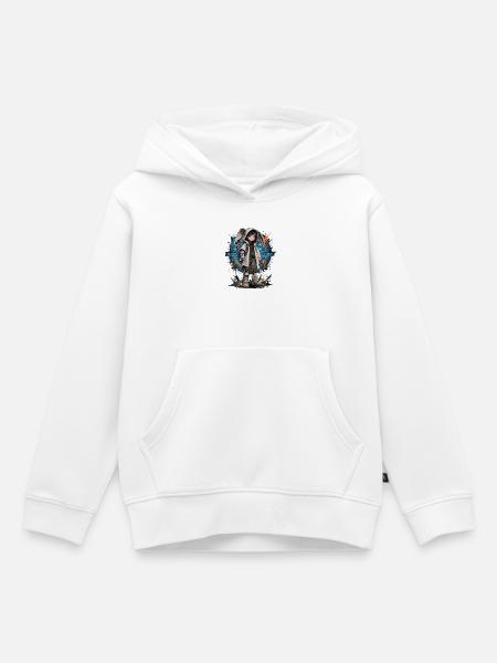 Baby-Cyborg im Cyberpunk-Viertel - Kinder Premium Organic Hoodie - Weiß