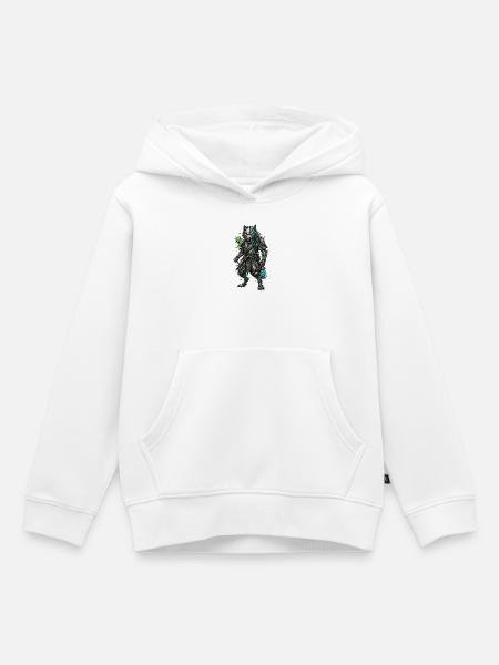 Cyber Wolf Mech Samurai Krieger - Kinder Premium Organic Hoodie - Weiß