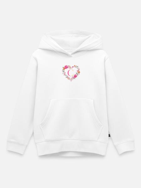 C Monogramm Blumen Herz personalisierbar - Kinder Premium Organic Hoodie - Weiß