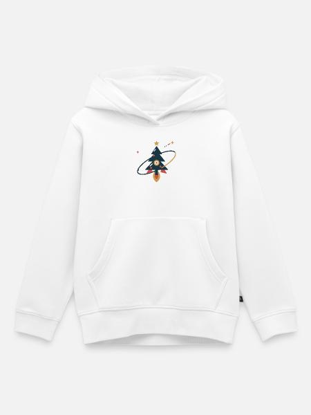 Tannenbaum auf Sternenreise – Weihnachtsrakete - Kinder Premium Organic Hoodie - Weiß