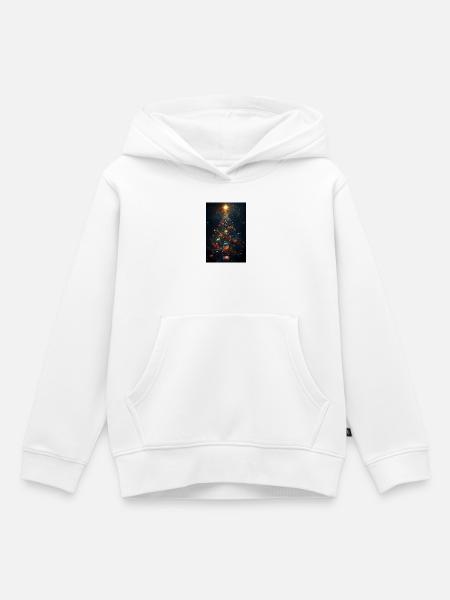 Kosmischer Weihnachtsbaum mit Planetenschmuck - Kinder Premium Organic Hoodie - Weiß