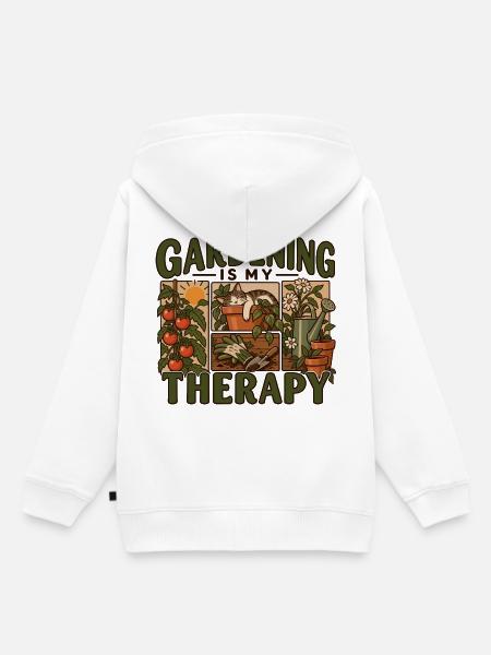 Gardening Is My Therapy - Kinder Premium Organic Hoodie - Weiß