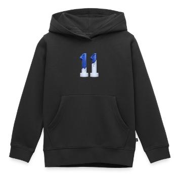 NR. 11 NUMMER 11 BLAU WEIß 11. GEBURTSTAG - Kinder Premium Organic Hoodie - Schwarz - Vorne - AI Model Kid Male (0cm)