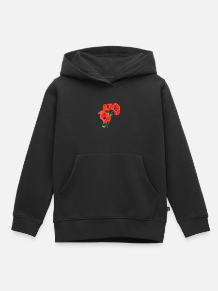 Mohnblumen - Kinder Premium Organic Hoodie - Schwarz