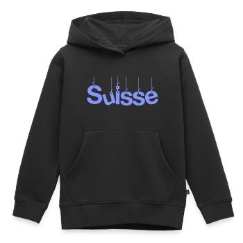 SCHWEIZ. HUMOR. LAND. FLAGGE. GENF. LAUSANNE - Kinder Premium Organic Hoodie - Schwarz - Vorne - AI Model Kid Male (0cm)