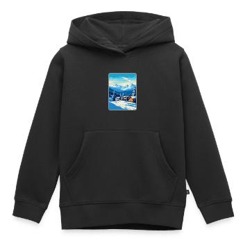 Kitzbühel Österreich Vintage Reiseplakat Souvenir - Kinder Premium Organic Hoodie - Schwarz - Vorne - AI Model Kid Male (0cm)