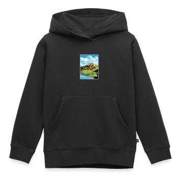 Ptuj-Schloss-Slowenien-Bleder-Reise-Plakat - Kinder Premium Organic Hoodie - Schwarz - Vorne - AI Model Kid Male (0cm)