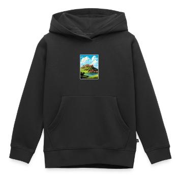 Ptuj-Schloss-Slowenien-Bleder-Reise-Plakat - Kinder Premium Organic Hoodie - Schwarz - Vorne - AI Model Kid Male (0cm)