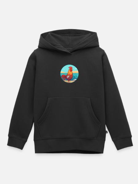 Hahn Aquarell Karikatur Kawaii Clipart Tier - Kinder Premium Organic Hoodie - Schwarz
