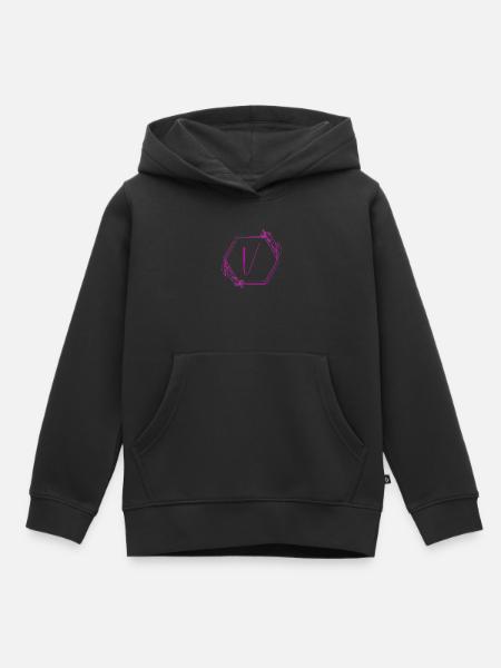 V Blüten Hexagon Design - Kinder Premium Organic Hoodie - Schwarz
