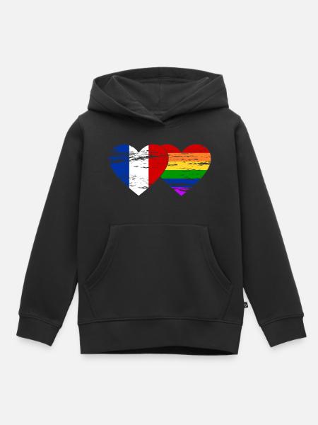Frankreich Regenbogen Flagge used - Kinder Premium Organic Hoodie - Schwarz