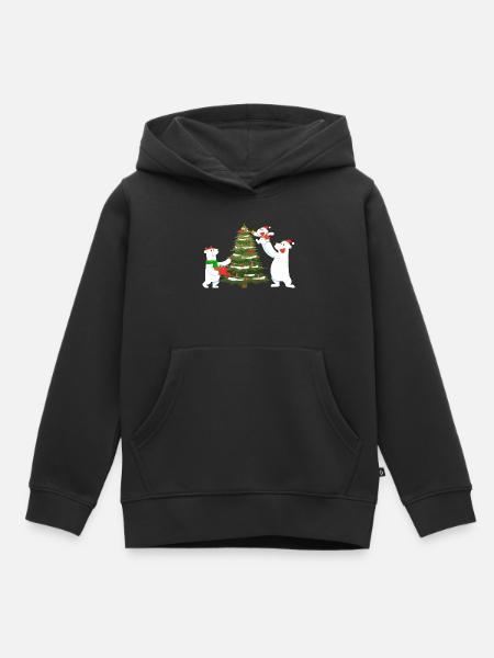 Eis-Weihnachtsbaumbären - Kinder Premium Organic Hoodie - Schwarz