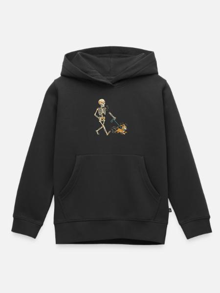 Stürmische Gassirunde Skelett - Kinder Premium Organic Hoodie - Schwarz