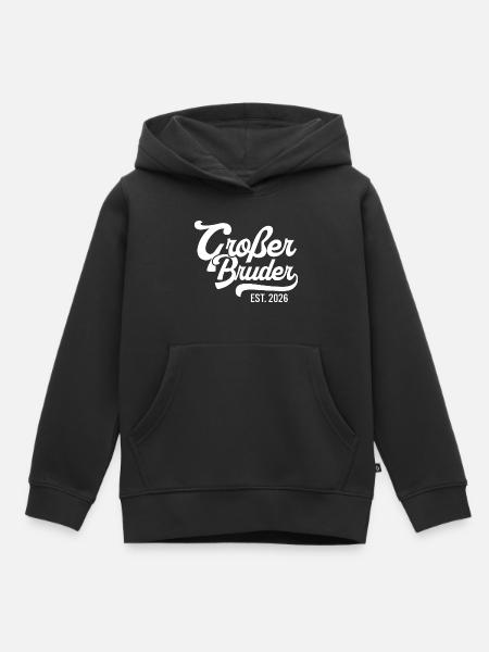 Großer Bruder EST 2026 Retro - Kinder Premium Organic Hoodie - Schwarz