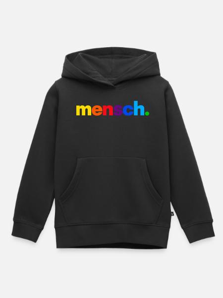 Mensch. Regenbogenfarben Druck - Kinder Premium Organic Hoodie - Schwarz